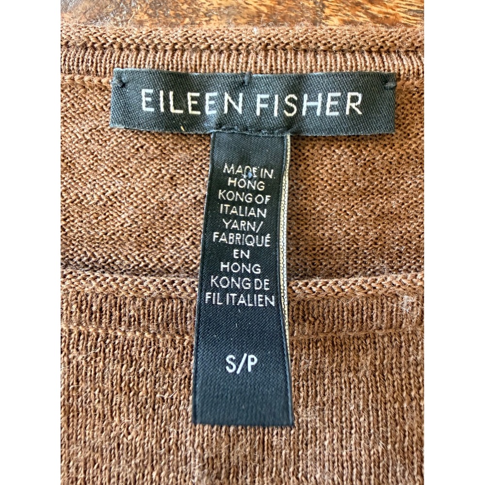 Eileen Fisher Sweater S Brown Good Merino Wool Boat Neck Minimalist Academia - Picture 2 of 13